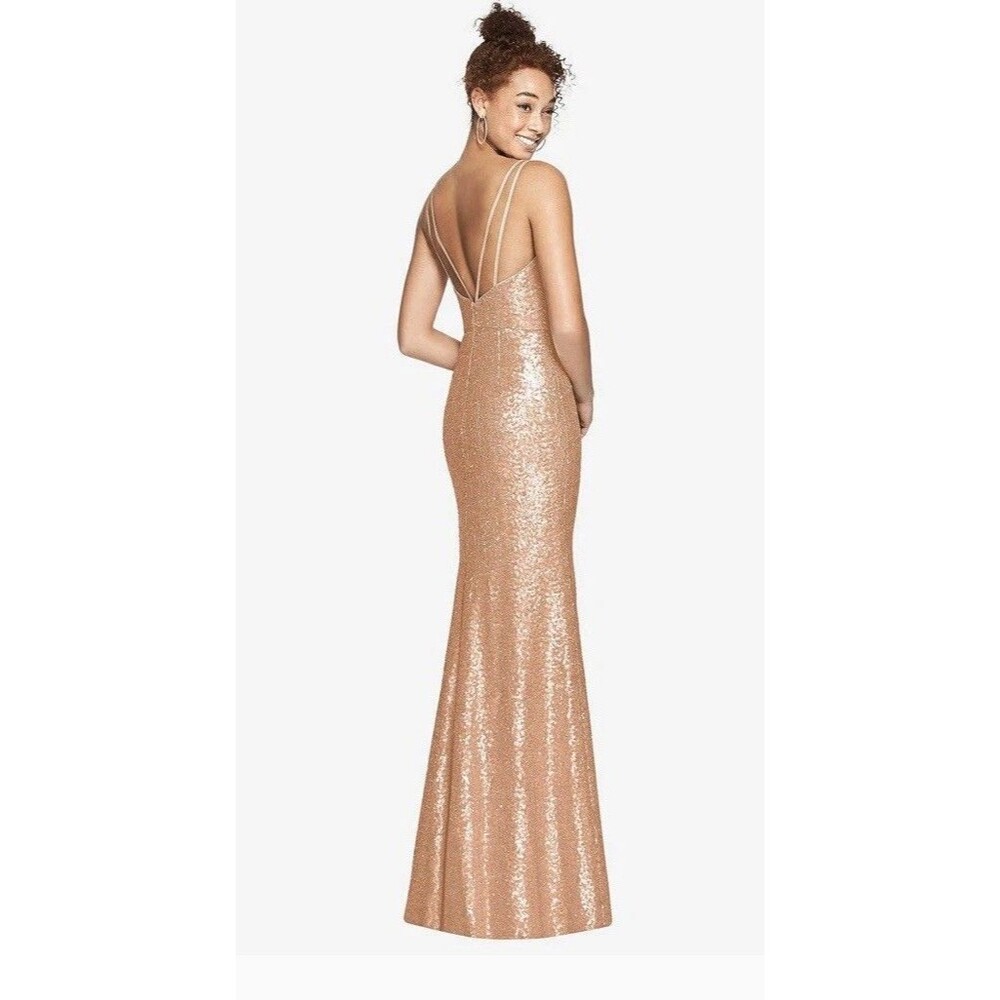 Dessy Collection NEW Size 4 Elle 3010 Sequin Rose Gold Gown Dress $284 - Picture 2 of 16